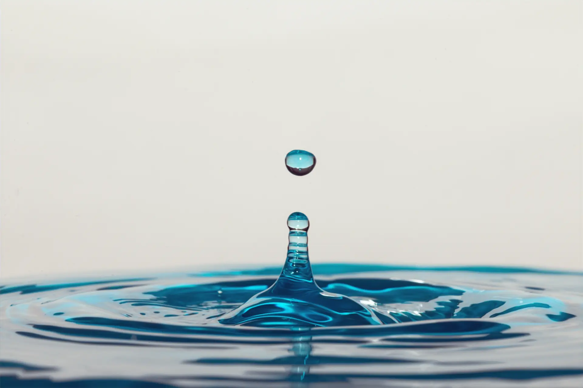 A water droplet caught in light